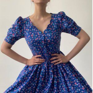 blue floral vintage dress